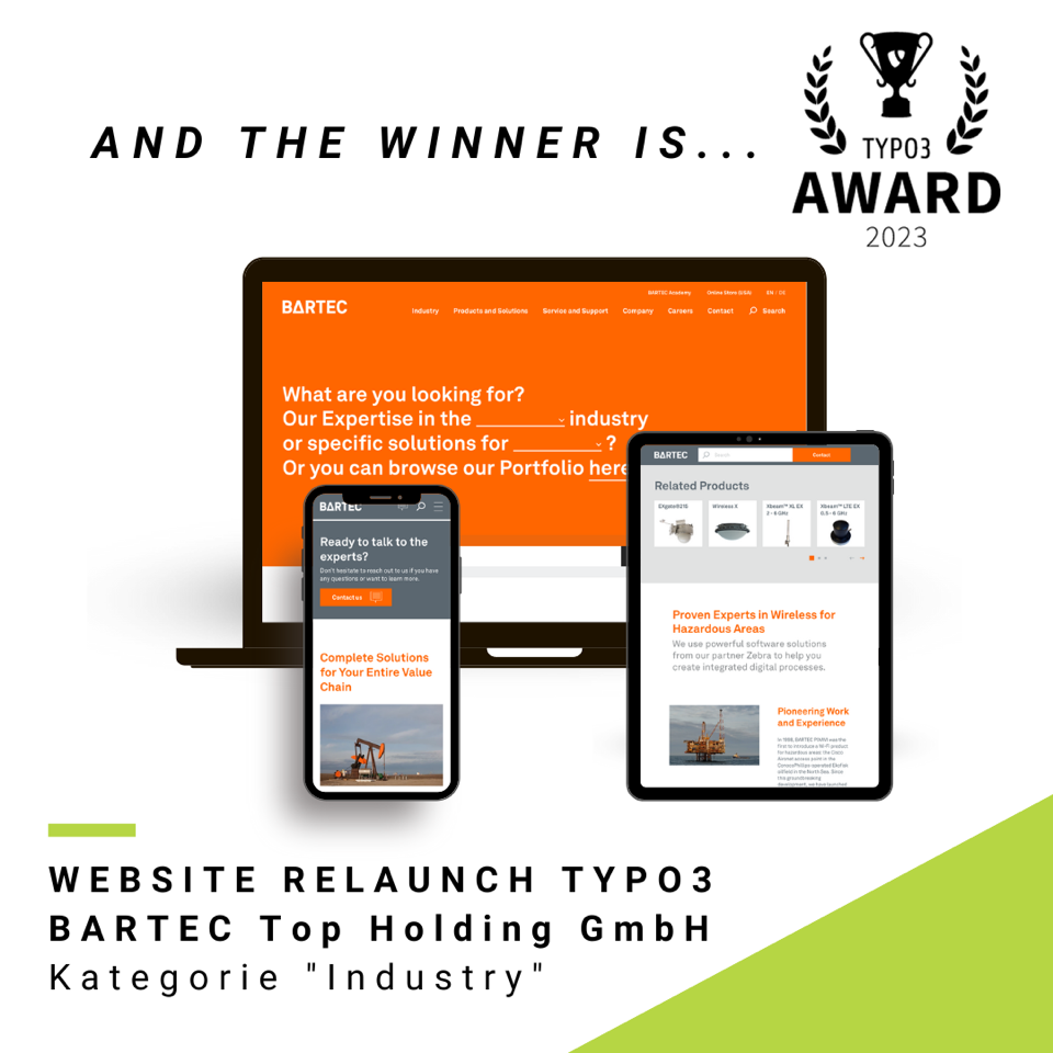 News TYPO3 Award for our brand new BARTEC website